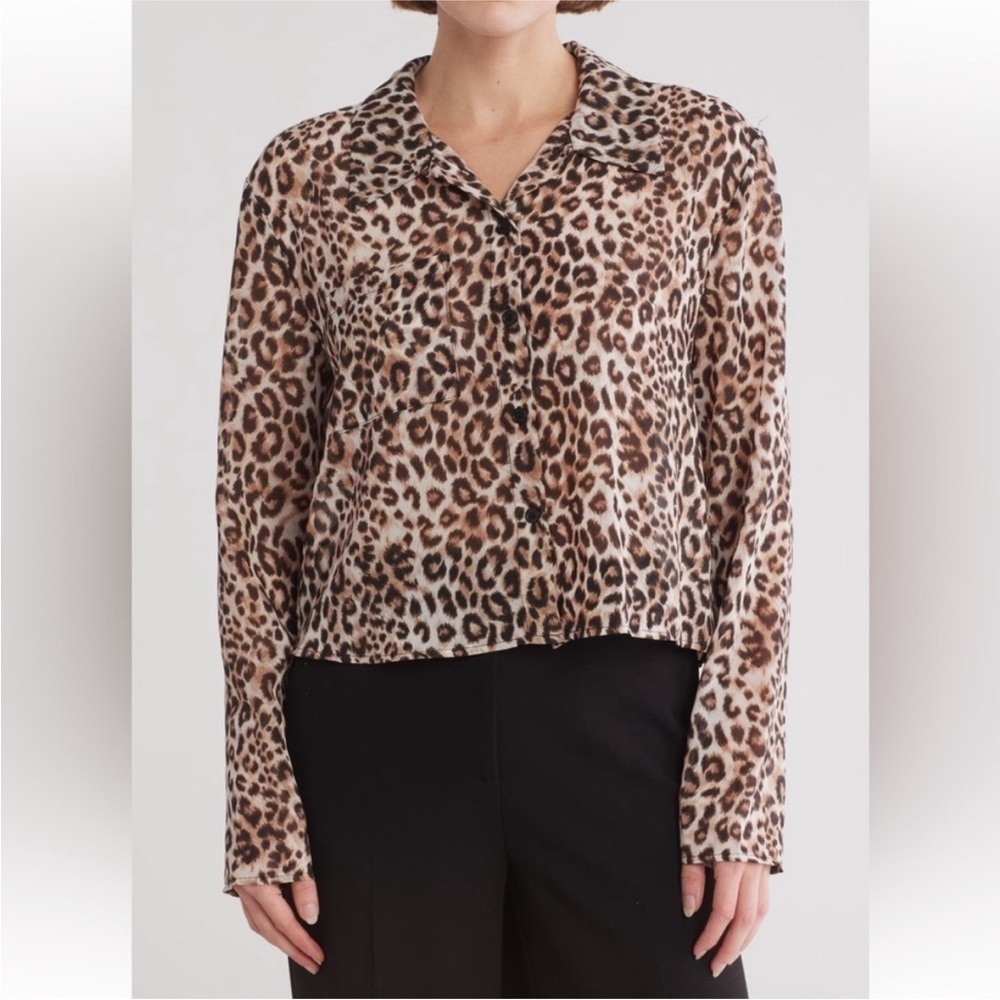 WAYF Leopard Print Button-Up Shirt Size Small NWT